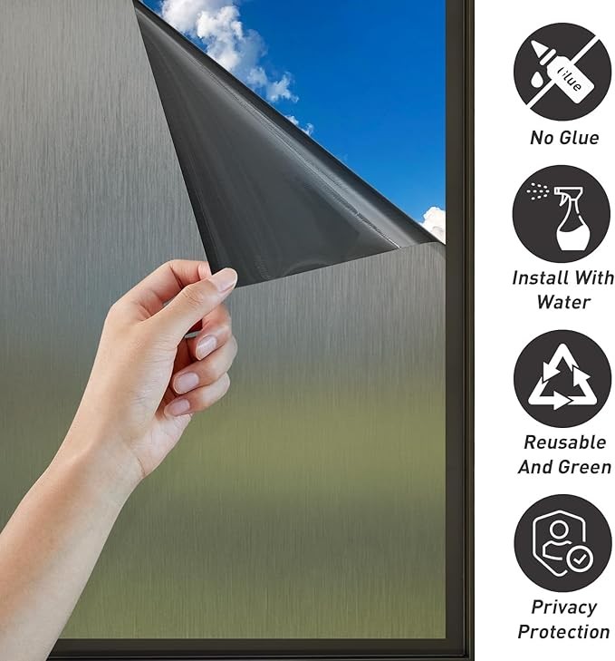 78.74» X17.73» Window Privacy Film Static Cling Isolate UV Radiation Non-Glue