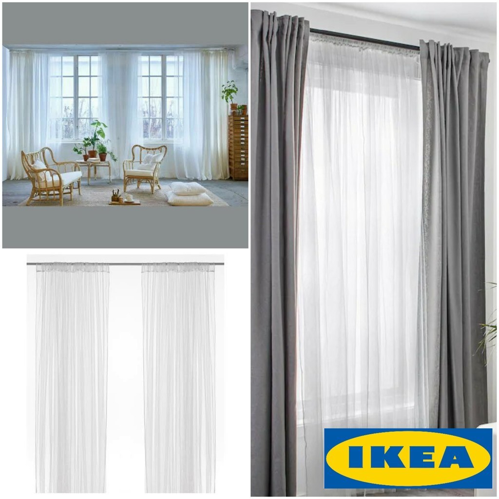 IKEA LILL Sheer White Curtains 2 Panels 110″x98″ Room/Canopy/Drapes/Mesh Divider