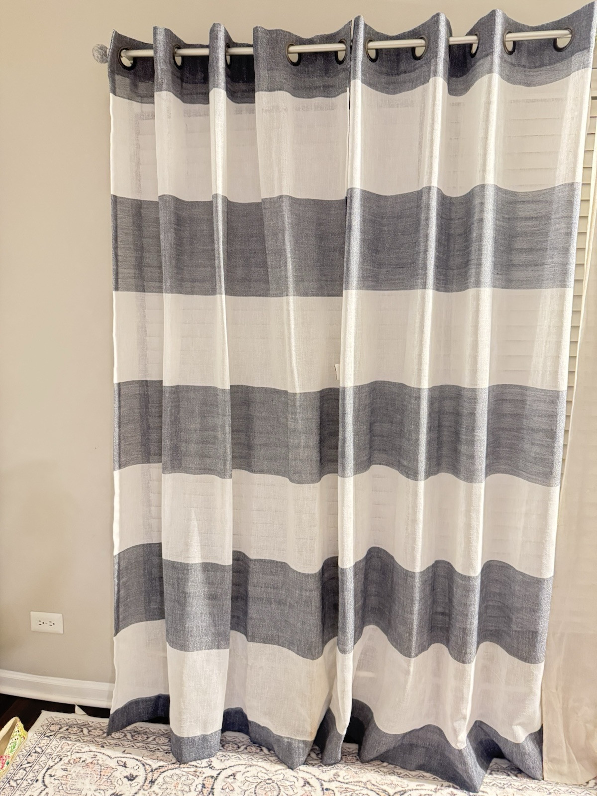 Best Home Fashion Ivory Grey Sheer Curtain 2 Panels 52″ W x 84″ L