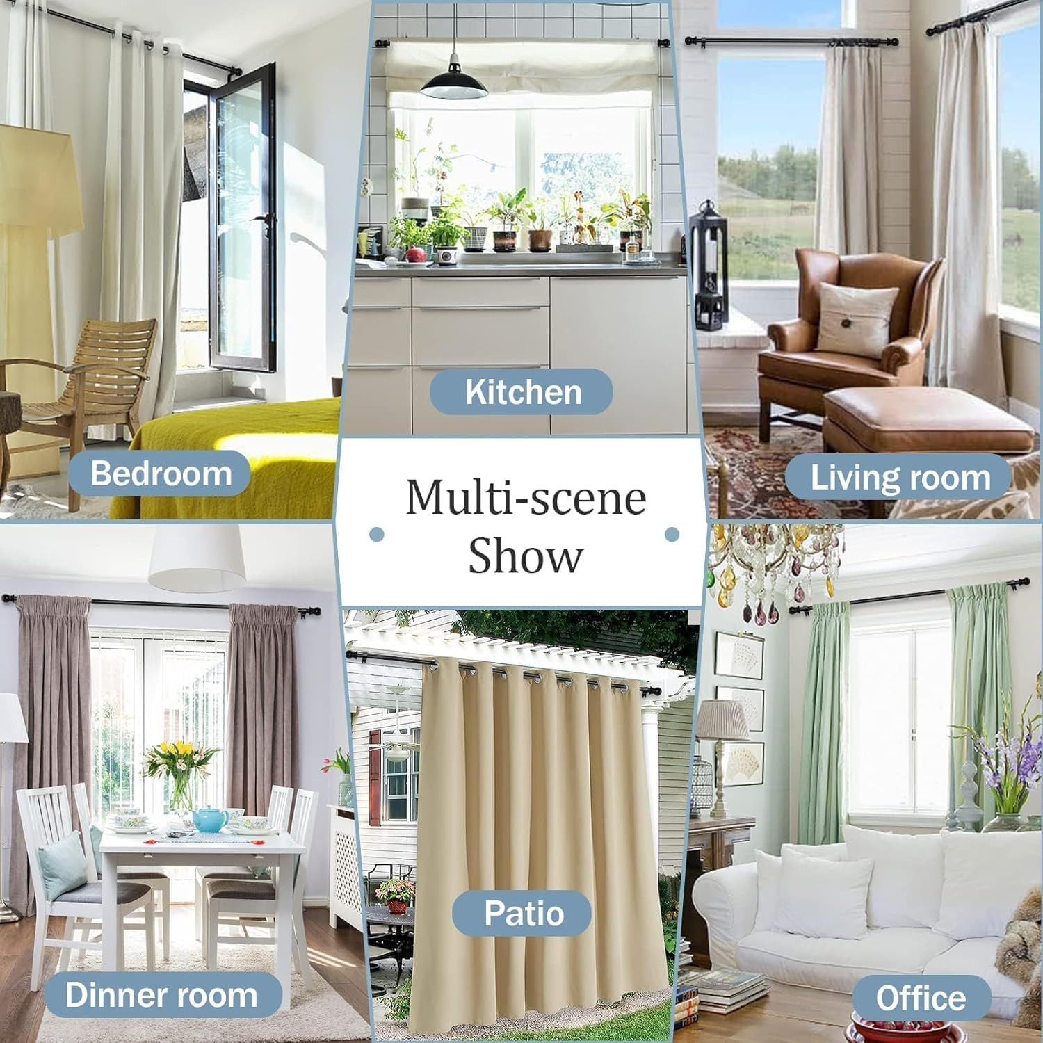 Extra Long Curtain Rods 120-Inch to 170-Inch,1”Heavy Duty for Living Room,Bedroo
