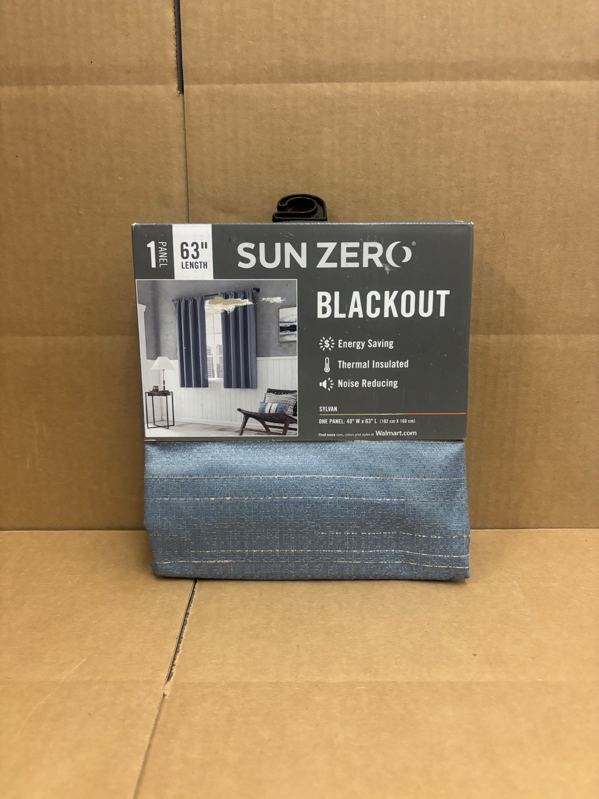 Sun Zero Blackout 63” x 40” Rod Pocket Panel Denim Energy Saving 100% Polyester