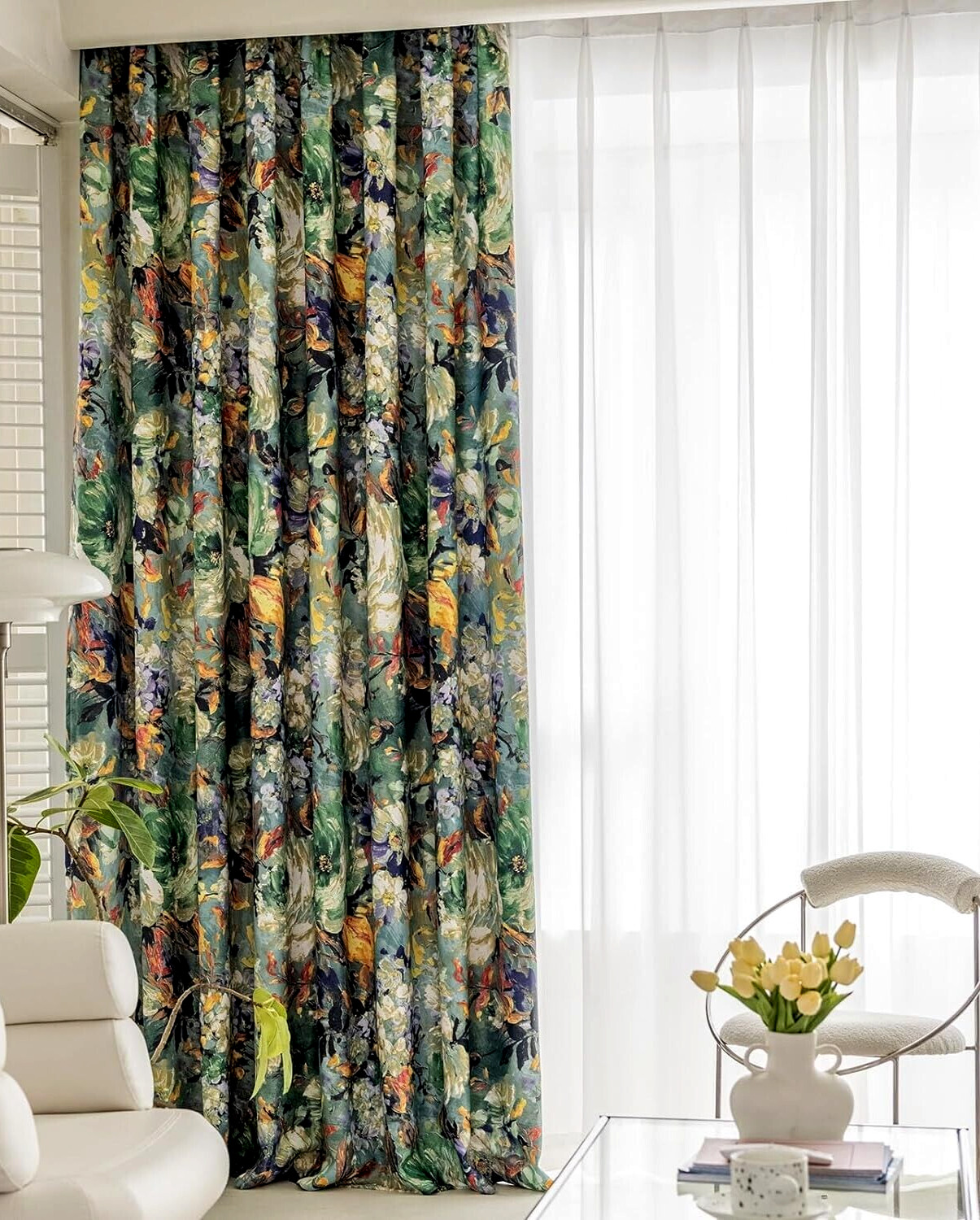Pair Impression Art Oil Painting Floral Curtain Panel Set 52 x 84 Multi #M01