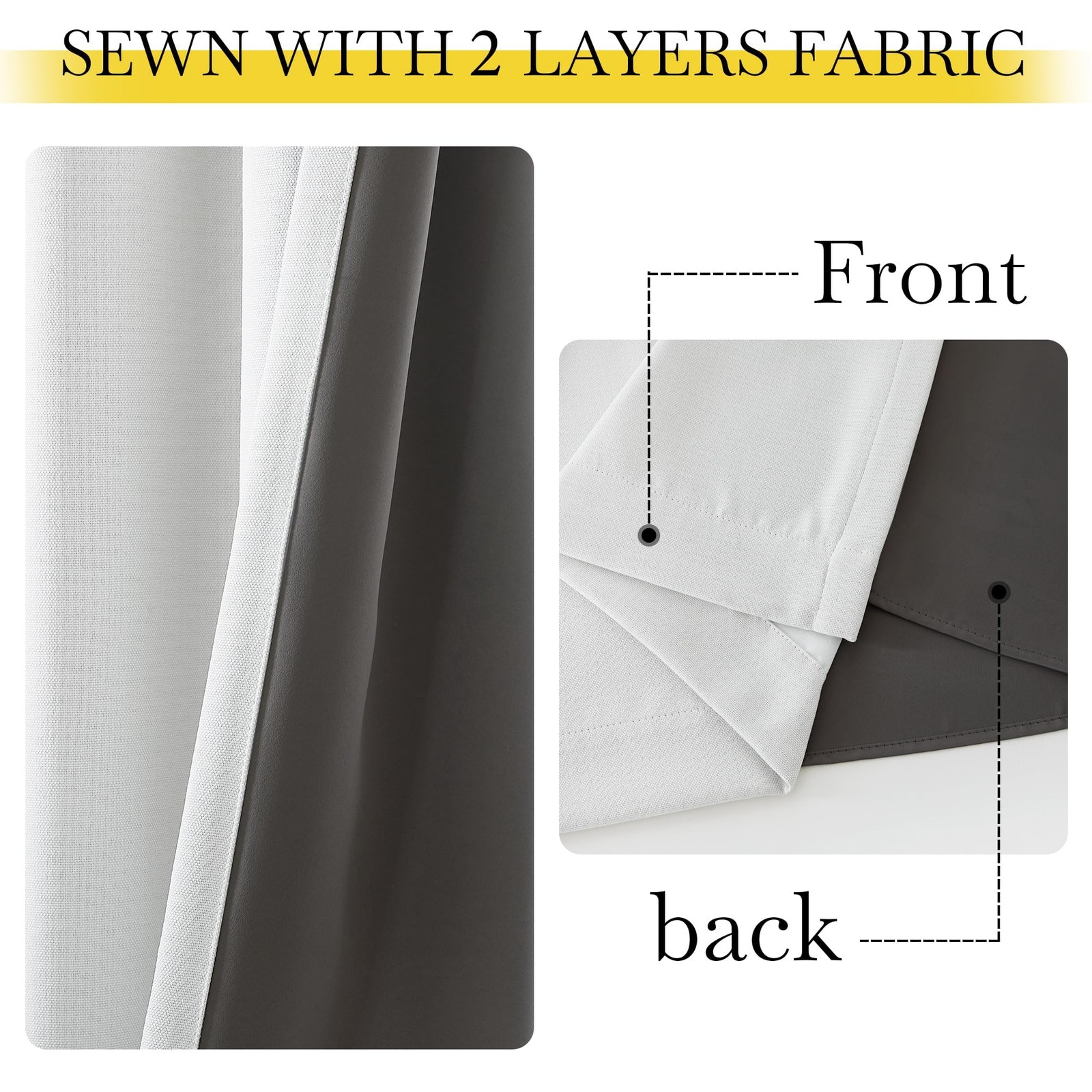 Greyish White 100 Blackout Faux Linen Single Curtain Panel 108 long with line…