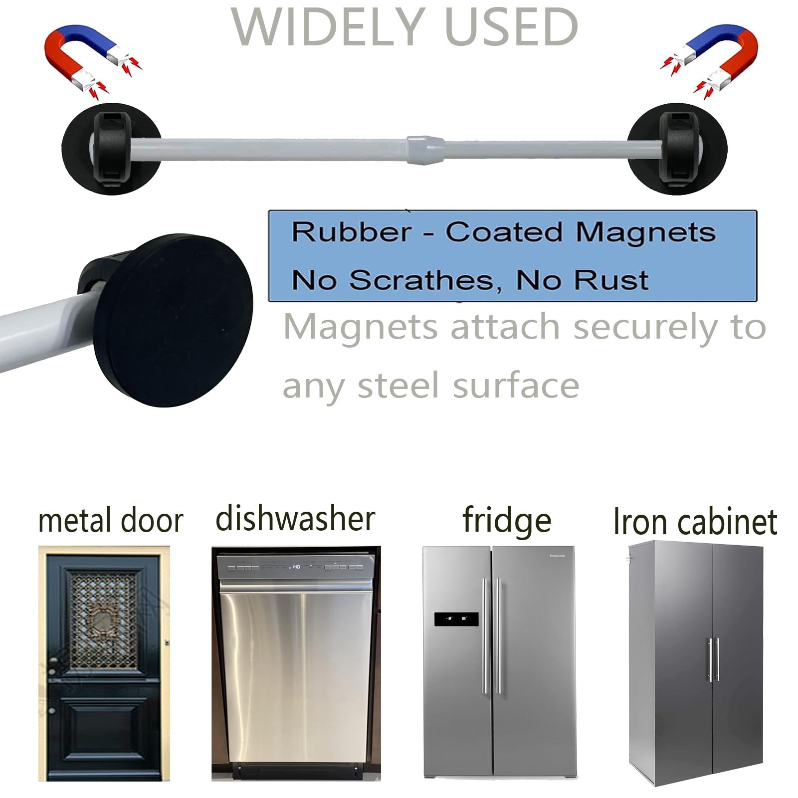 16″-28″ Adjustable Length Magnetic Curtain Rod for Metal Door,Magnetic Window…