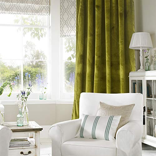 Velvet Curtains 2 Panels Set, Block Light 52″W x 84″L (Pack of 2) Olive Green