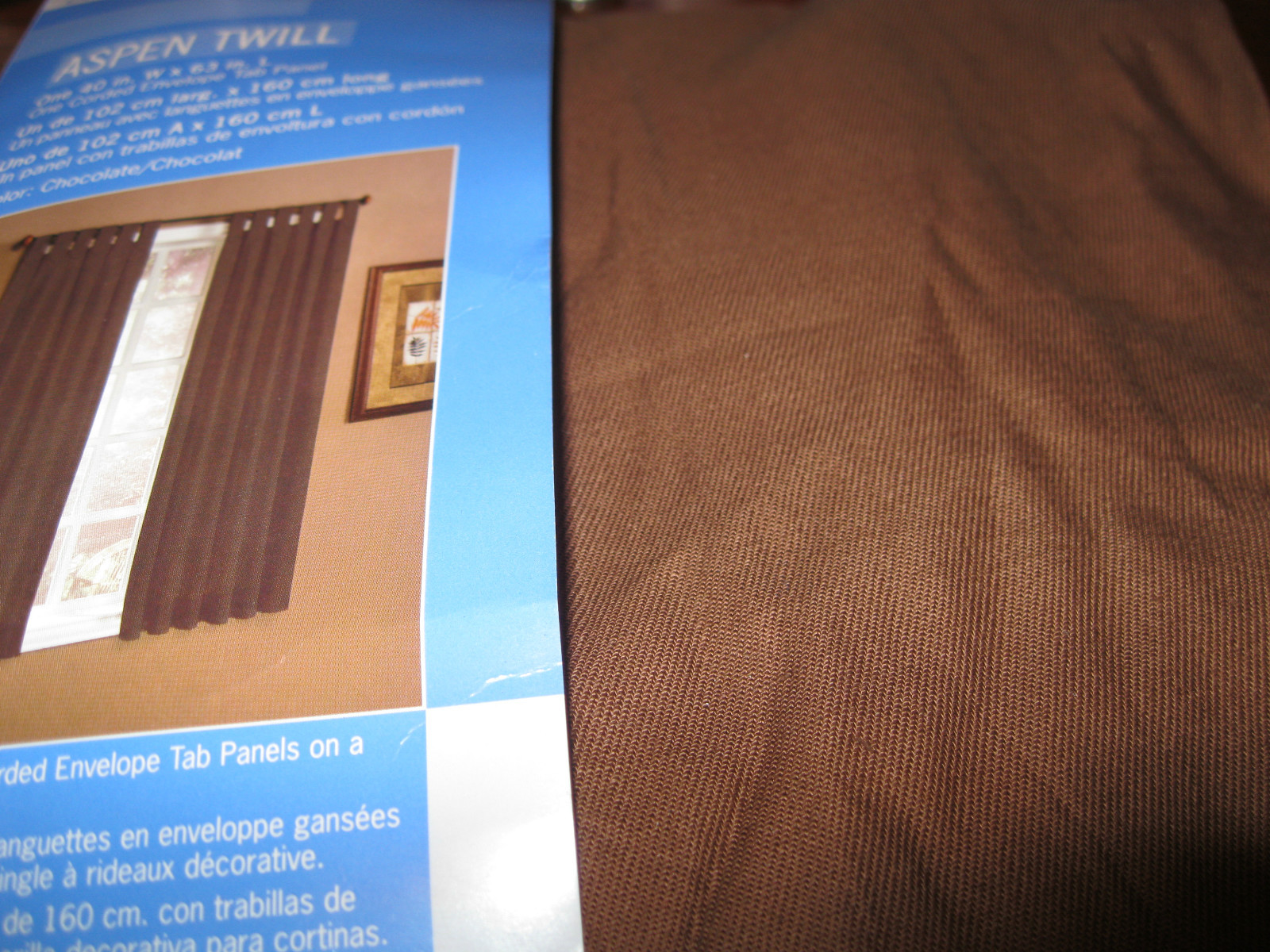 Designables Aspen Twill Drape Curtain Corded Envelope Tab Chocolate Brown 40x63L