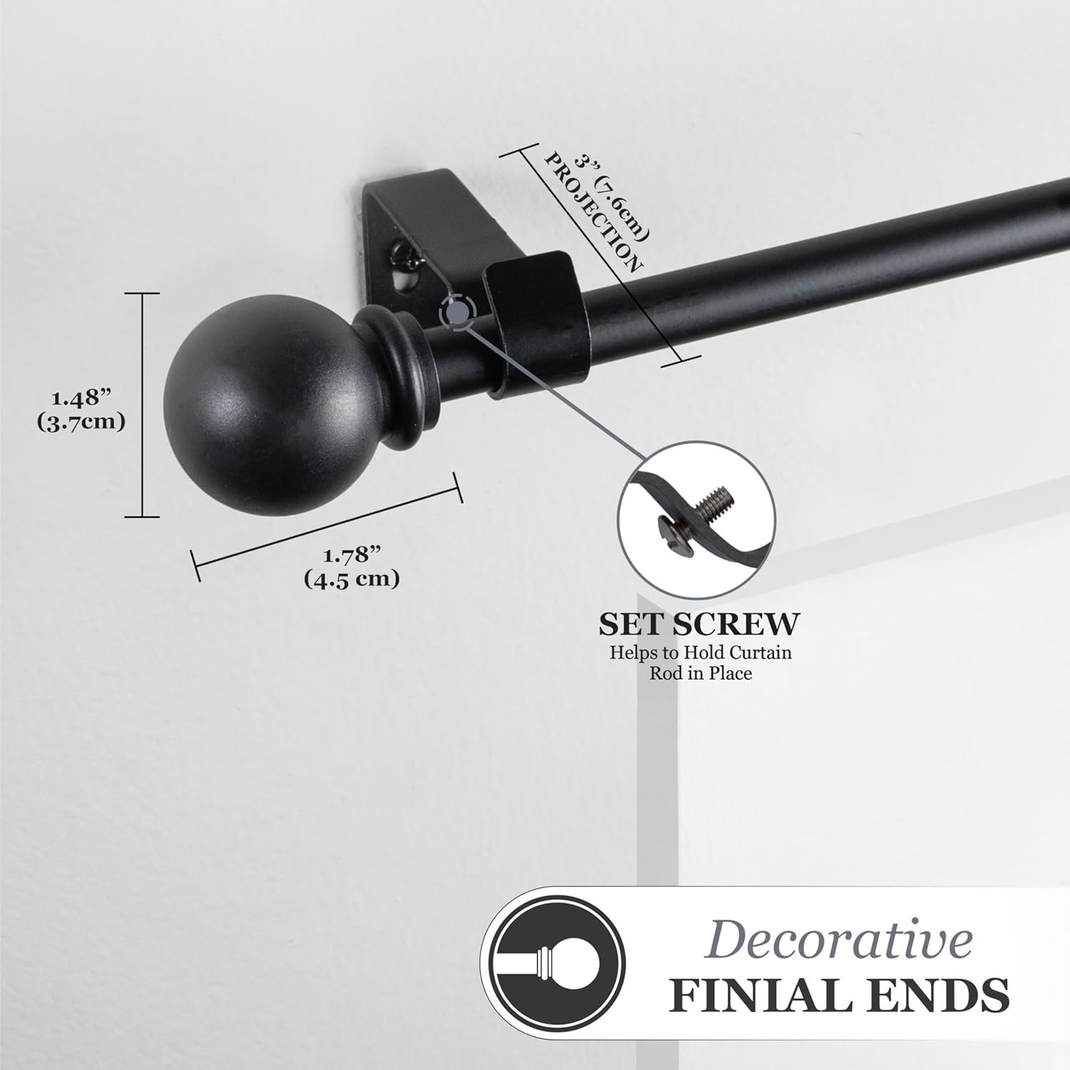 Durable Chelsea Ball-End Curtain Rod – Adjustable for Custom Window Treatments