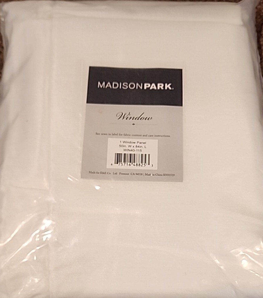 Madison Park ~ NATALIE ~ White ~ 50″ x 84″ ~ Twisted Tab Curtain Panel ~ Lined