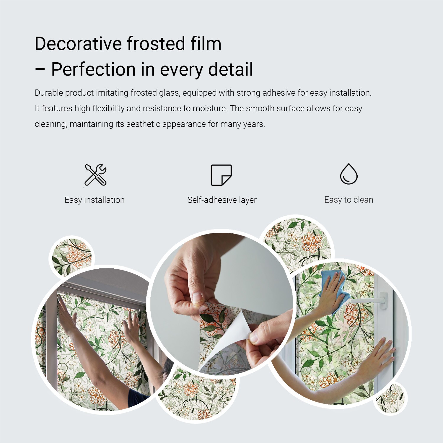 Frosted Effect Great Alternative to Blinds Leafy Elegance Abstraction
