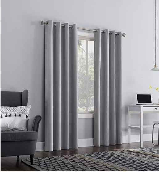 Sun Zero Duran Blackout Grommet Top Single Curtain Panel Gray 50in x 84in L