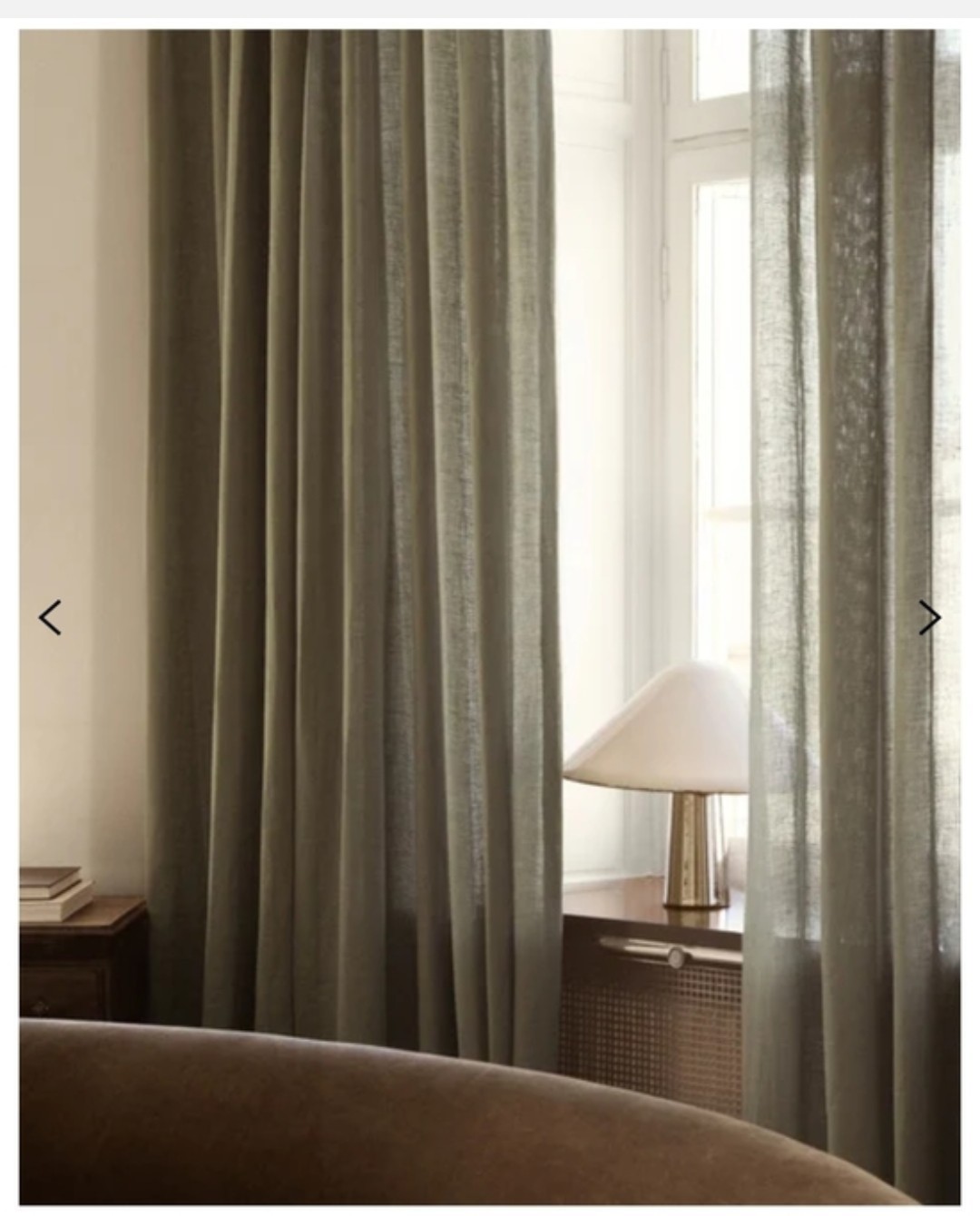 Nordic Knots The Sheer Linen Curtain Panels Olive 106in Rod Pocket 101/115