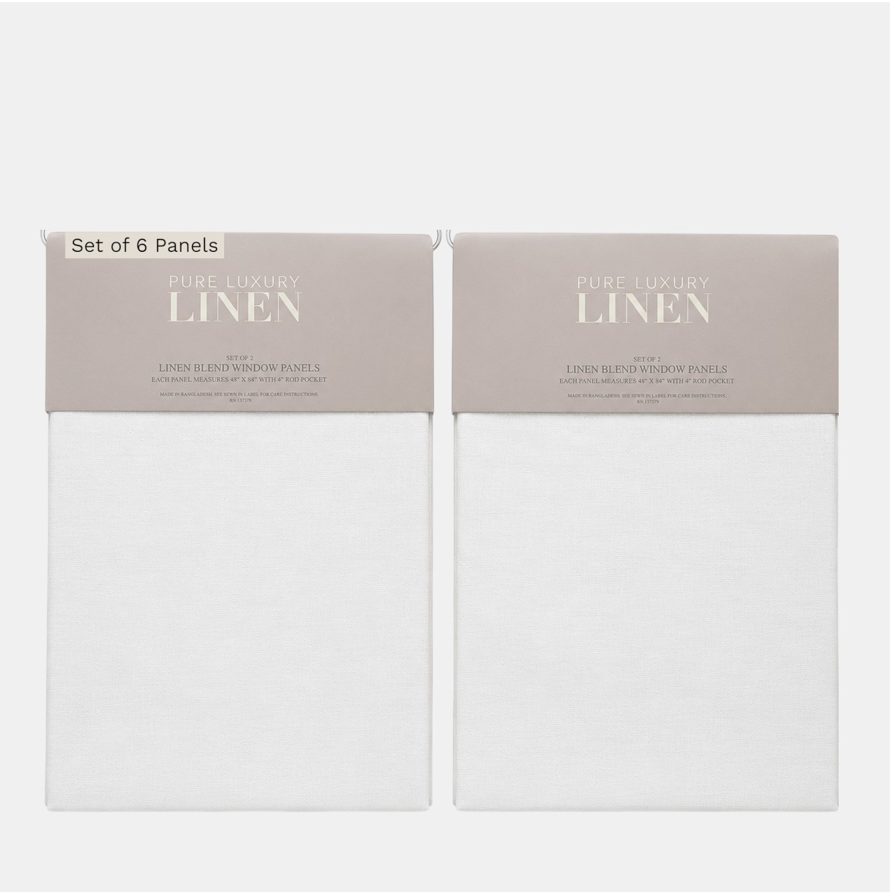Pure Luxury Linen Blend Curtain Panels Set 6 48×84 Warm White New