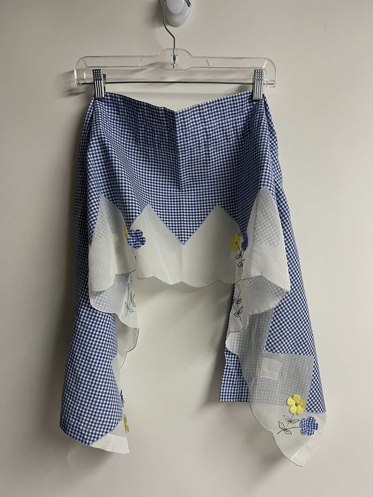 Curtain Louis Hornick Blue White Country Cottage Check Curtain Valance 59.5X13”