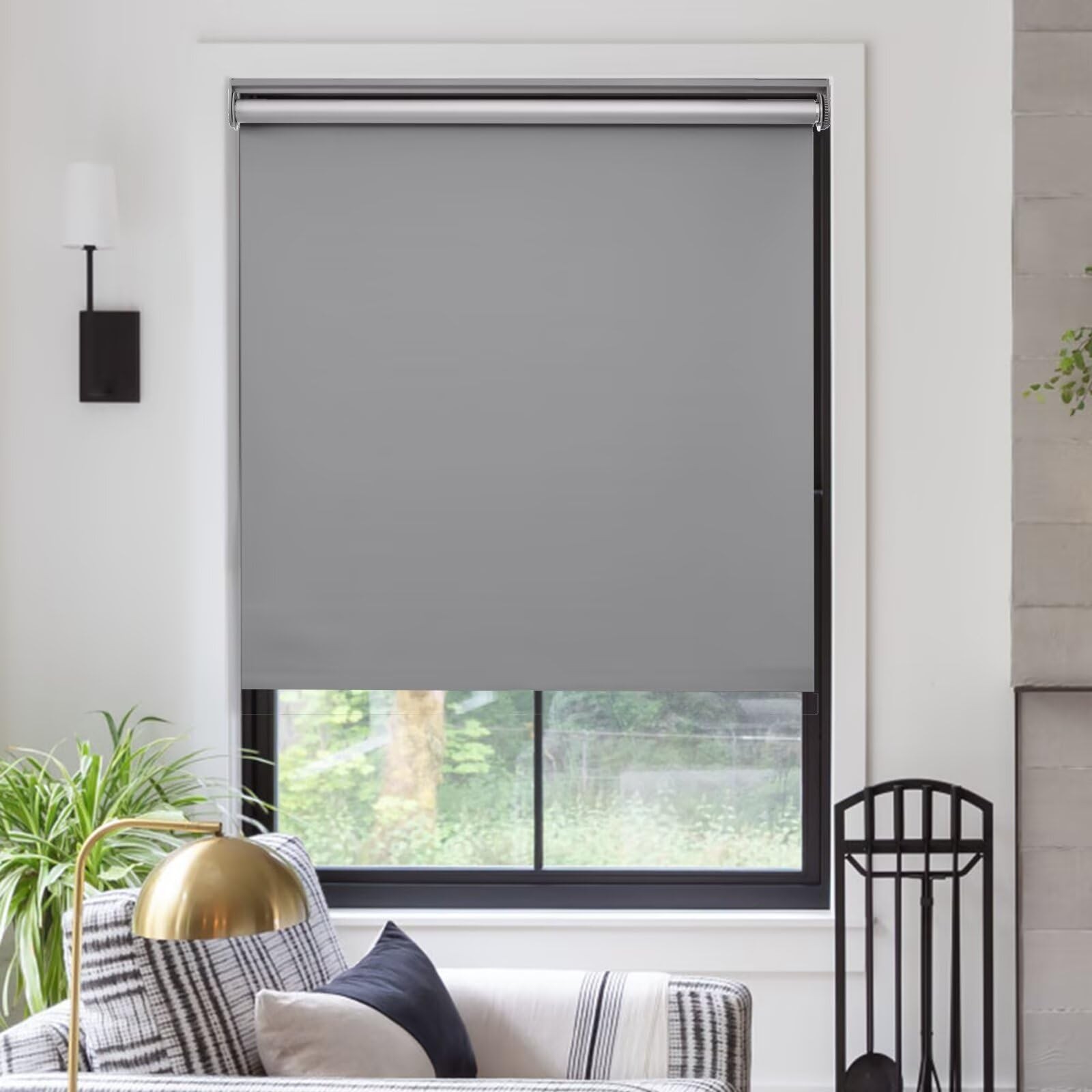 MYshade Free-Stop Cordless Roller Shades Room Darkening Blinds 20×72 Grey