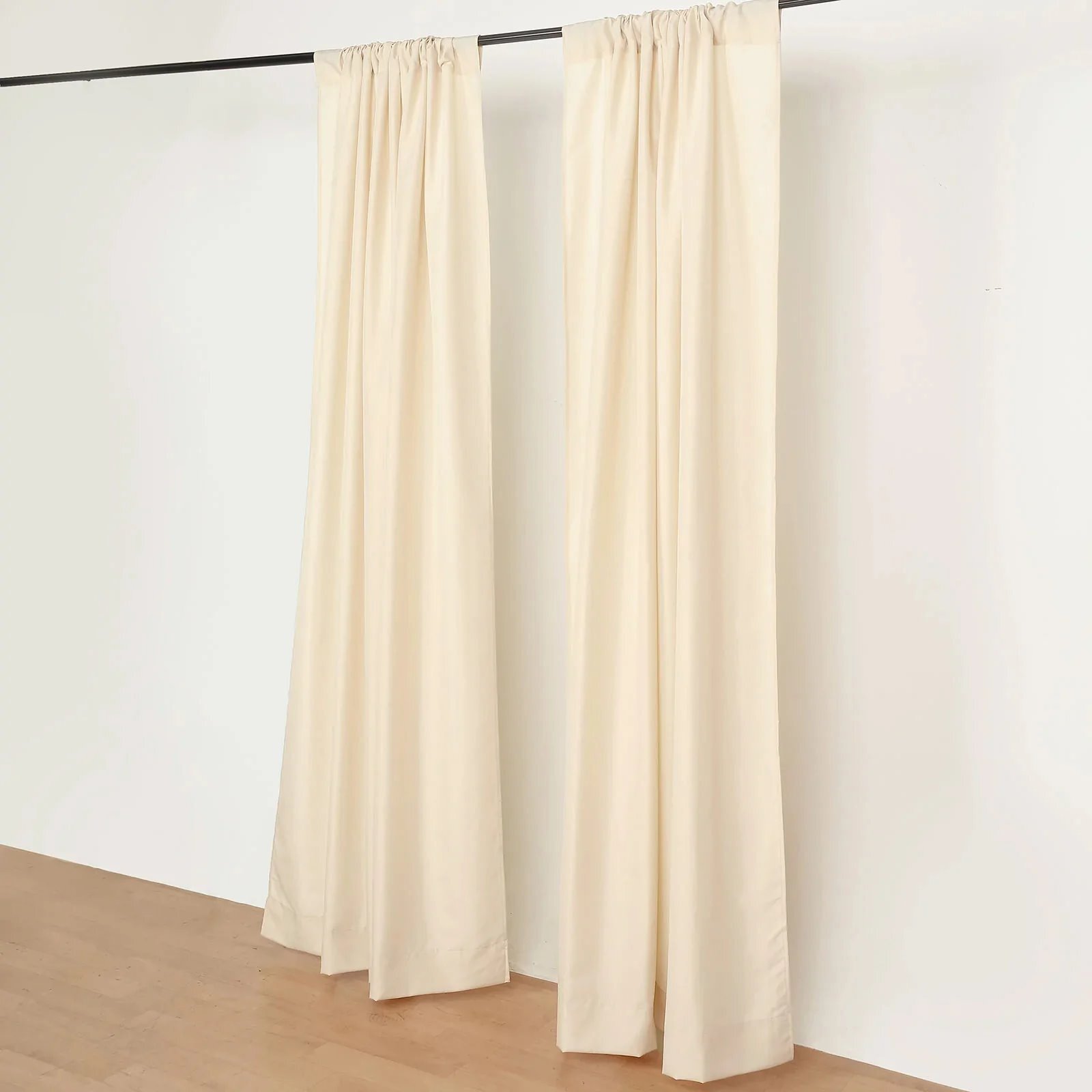 BEIGE 2 Drapery Panels 8 ft Polyester Backdrop CURTAINS Rod Pockets Party Events