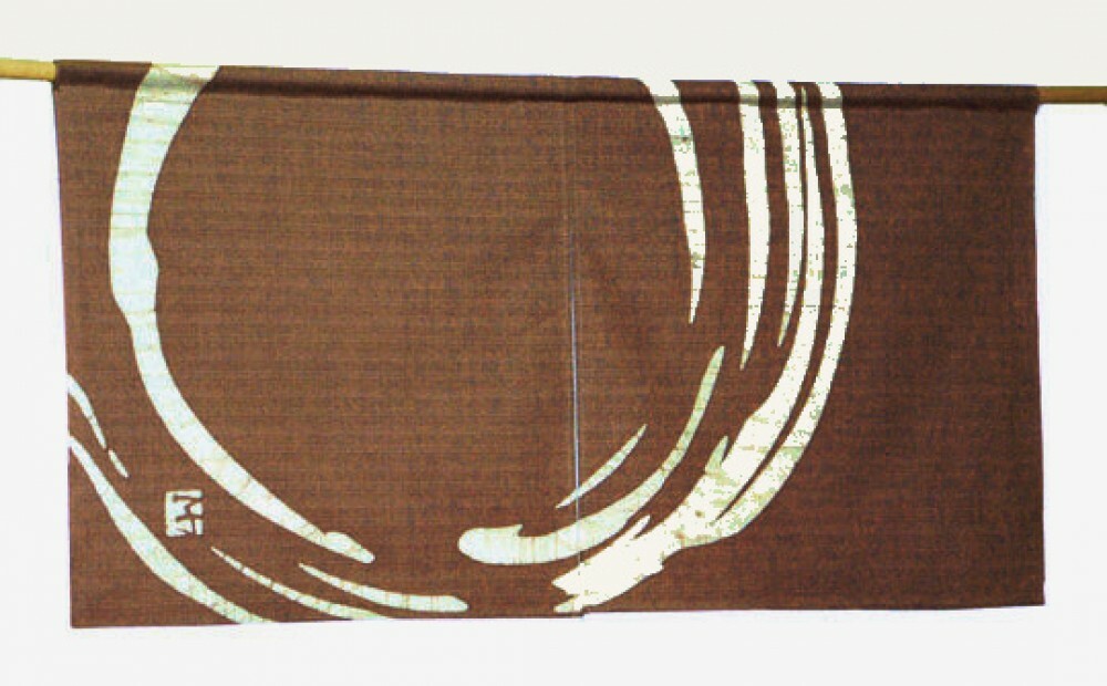 Kyoto Enso Maru Pattern Noren Door curtain Roketsu dye Brown 85x43cm Japan