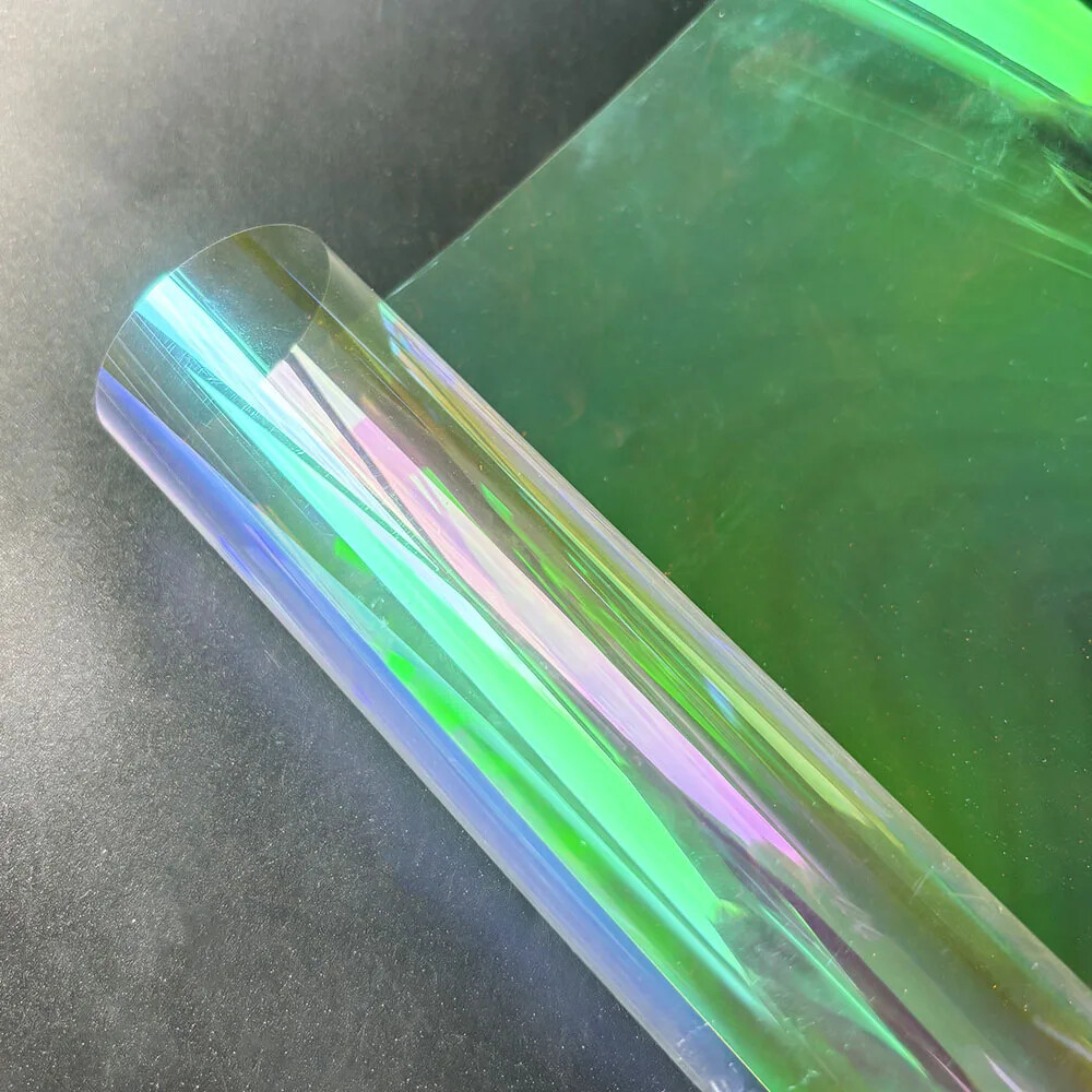 Transparent Iridescent PET Sheet Window Film Rainbow For DIY Shopping Mall Decor