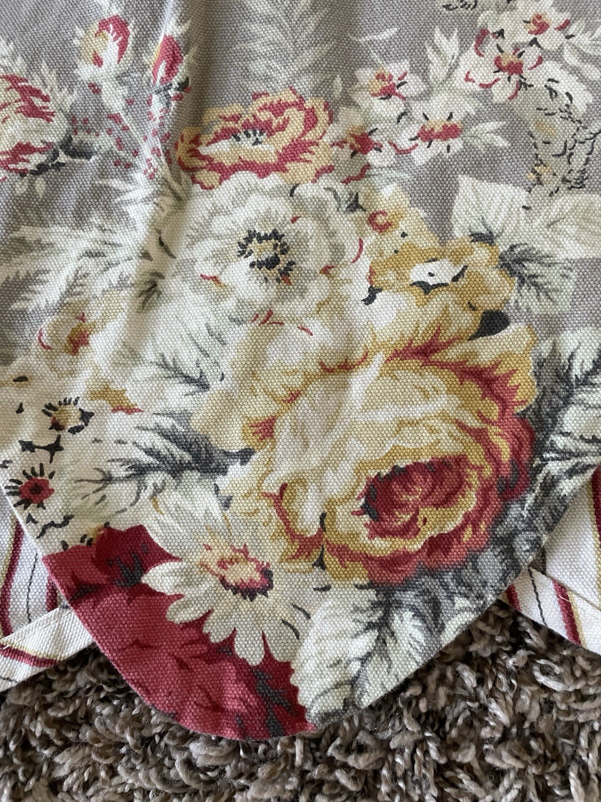 Waverly Clay Sanctuary Rose Valance Topper 50 X 19 Stripe Khaki Coral Mustard