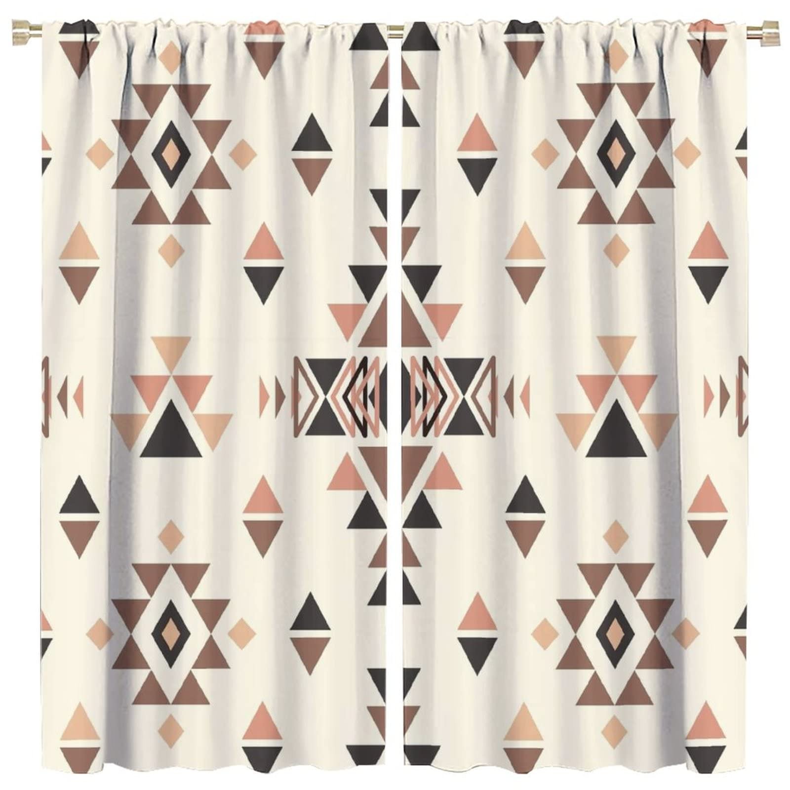 Aztec Print Pattern Curtains,Native American Ethnic Bohemian Style Window Doo…