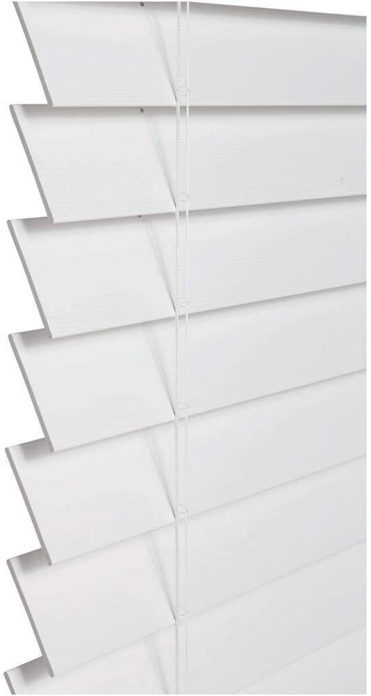 White Cordless Premium Faux Wood blinds 2.5 in. Slats – 23 in. W x 48 L (2 PACK)