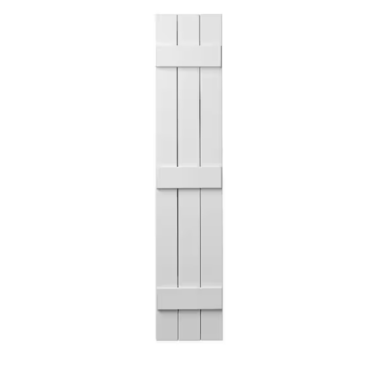 Ply Gem 11 in x 59 in Polypropylene 3-Board Board & Batten Shutters Pair – WHITE