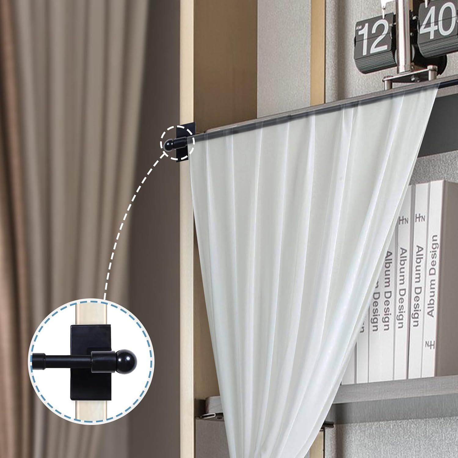 2 Pack Magnetic Curtain Rods for Metal Doors Top and Bottom Multi-Use Adjustable