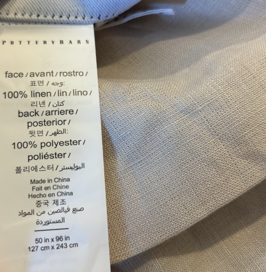Pottery Barn Belgian Flax Linen Blackout Curtain ~ 50×96 ~ Rosewater