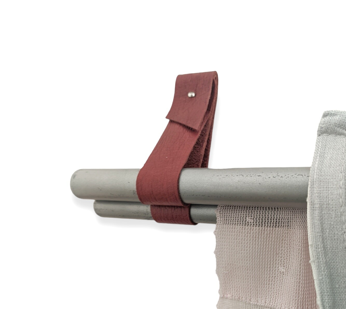 Leather Double Curtain Rod Holder Strap, Wood Curtain Rod Bracket, Dual Drapery