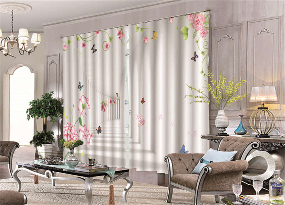 Endless White Aisle 3D Curtain Blockout Photo Printing Curtains Drape Fabric