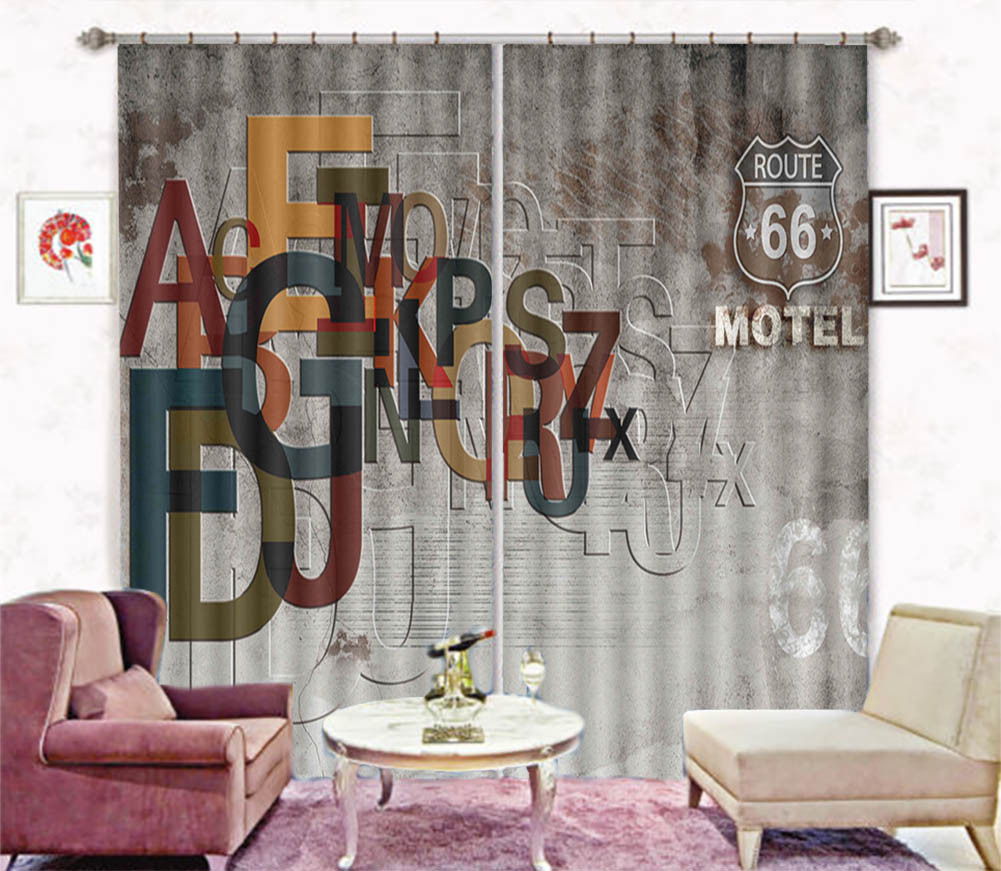 Protruding Letter Color 3D Curtain Blockout Photo Printing Curtains Drape Fabric