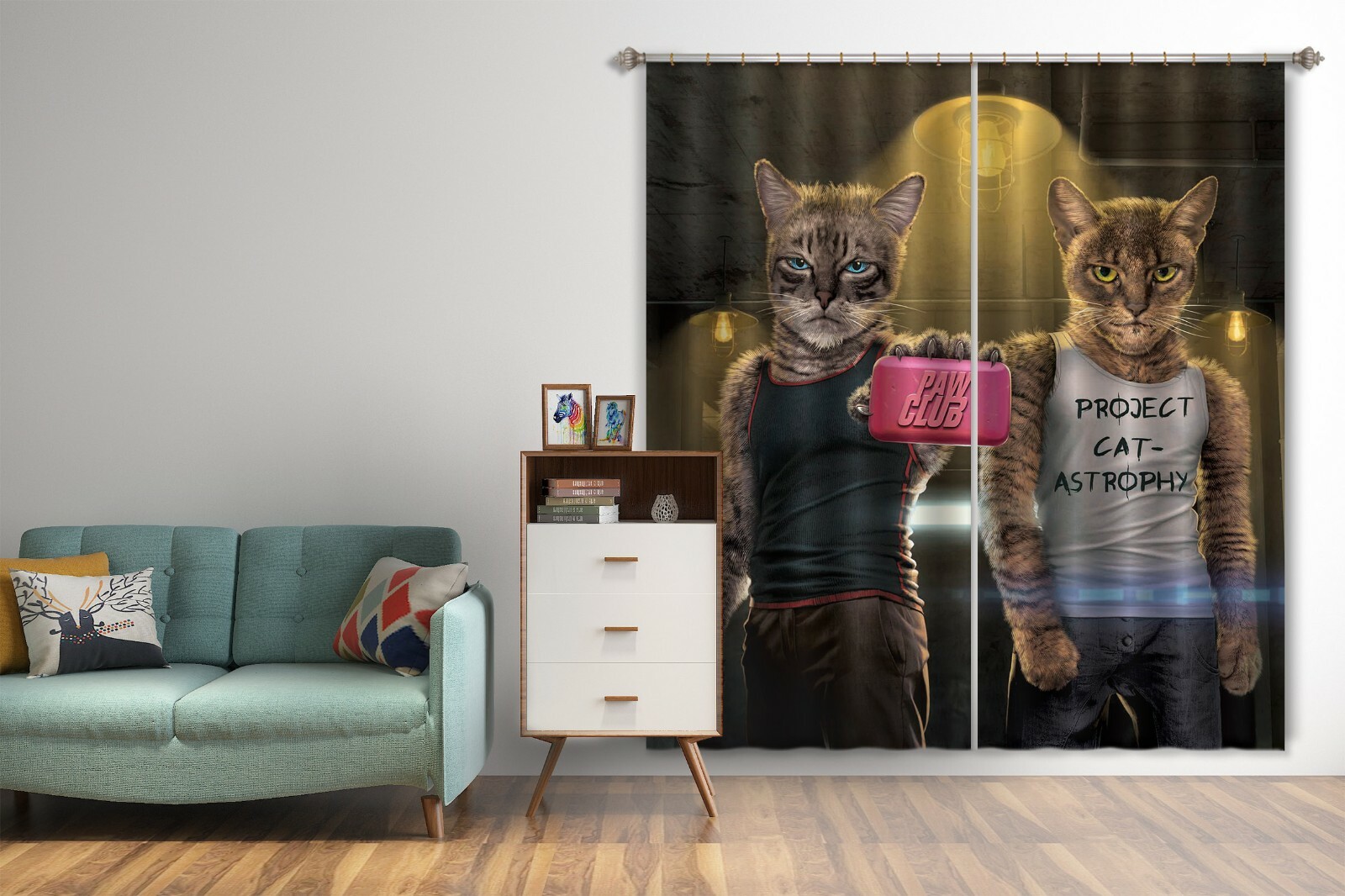 3D Paw Club A58 Blockout Photo Curtain Fabric Window Vincent Zoe
