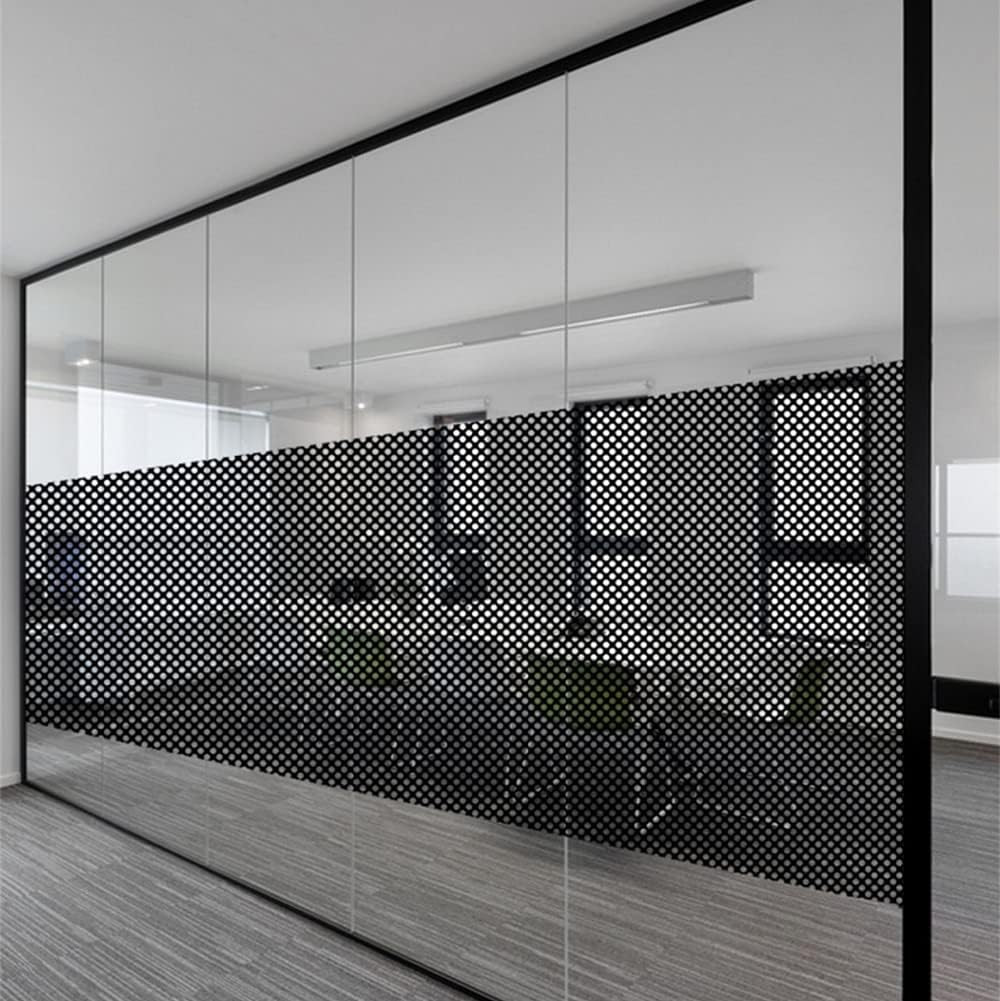 Oneway Perforated Black Vinyl Privacy Window Film Electrostatic Adhesive Glass
