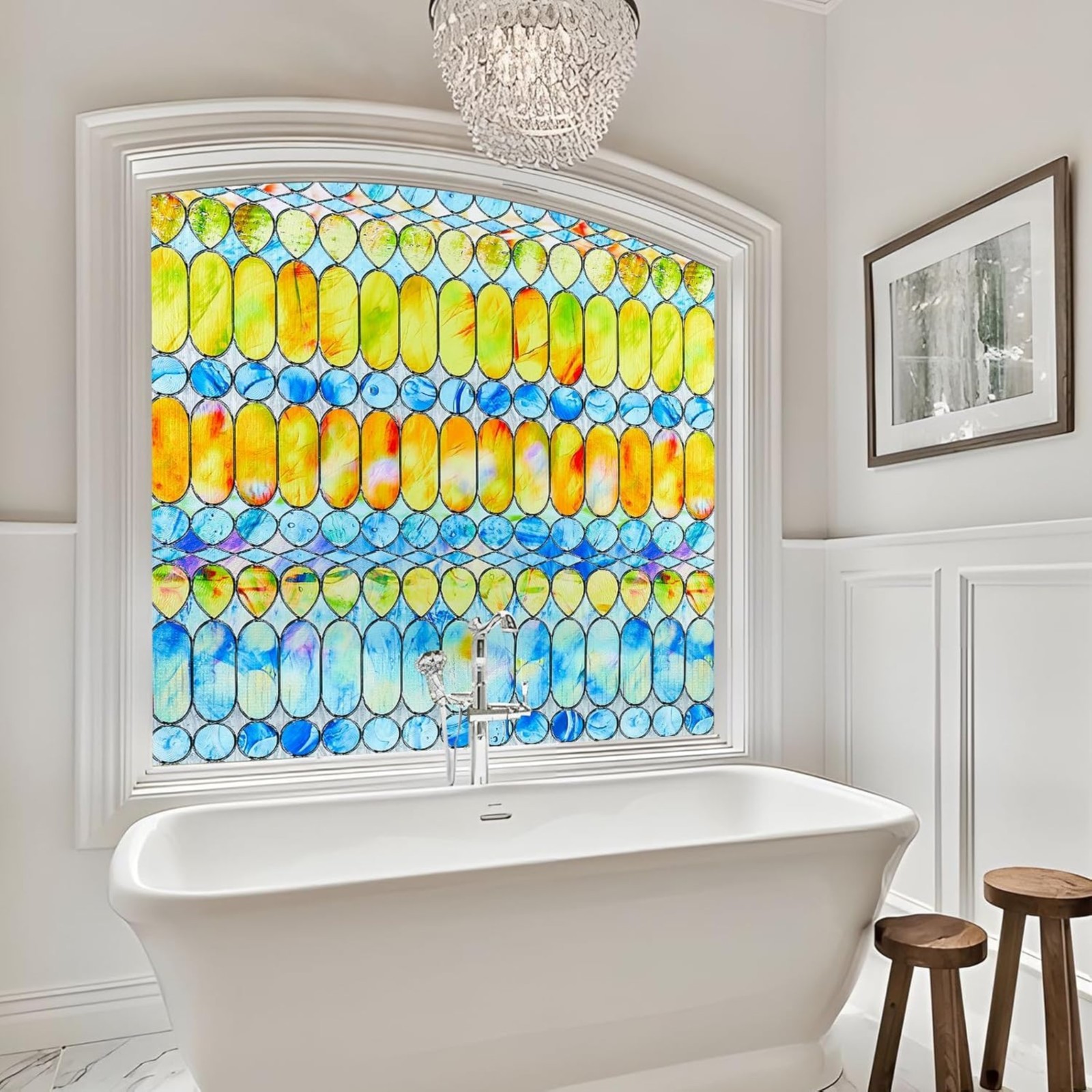 Beautyhero 3D Stained Glass Window Privacy Film with UV Blocking 23.6″ x 35.4″