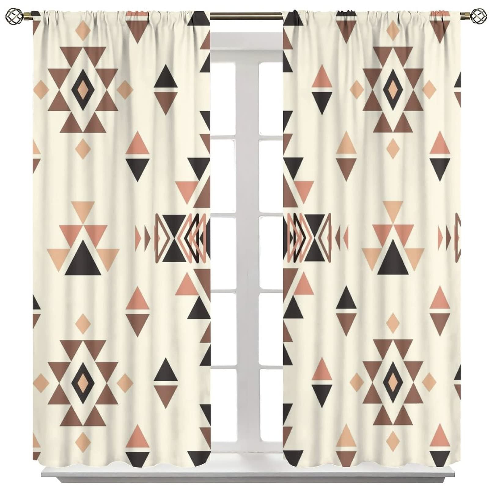 Aztec Print Pattern Curtains,Native American Ethnic Bohemian Style Window Doo…