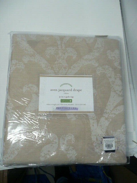 Pottery Barn Aven Jacquard Natural Drape 50×84″ cotton lining s/2
