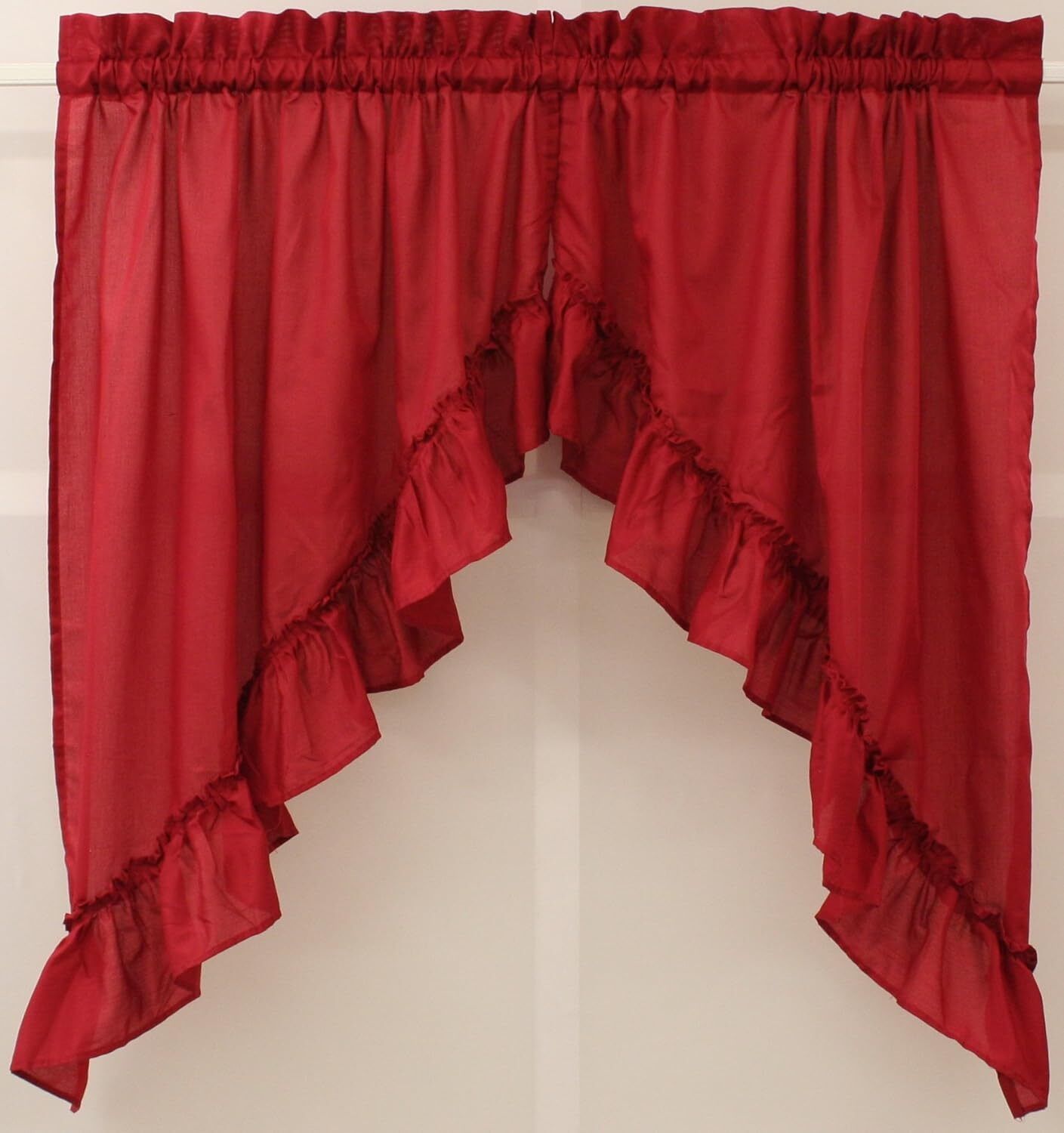 Stacey Solid Light Filtering Cafe Curtain Tier or Valance or Swag RED