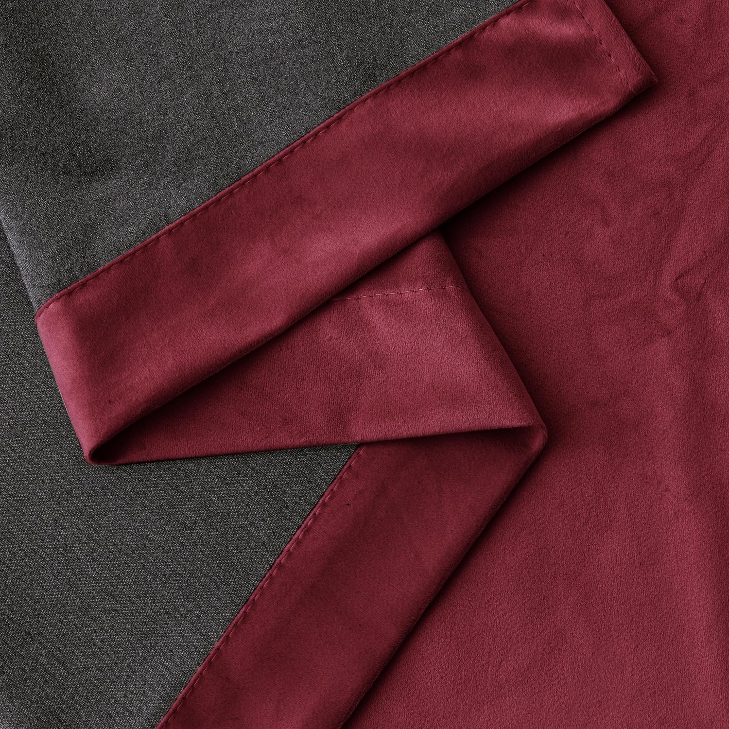 Velvet Curtain with Ruffle Ribbon Wine Red Velvet Curtains Decorative Opaque Curtains 2…
