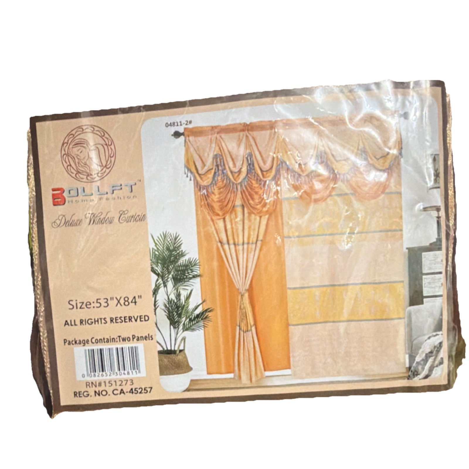 Bollfit Home Fashion Classic Window Curtain Panels 53×84 in Gold Beige