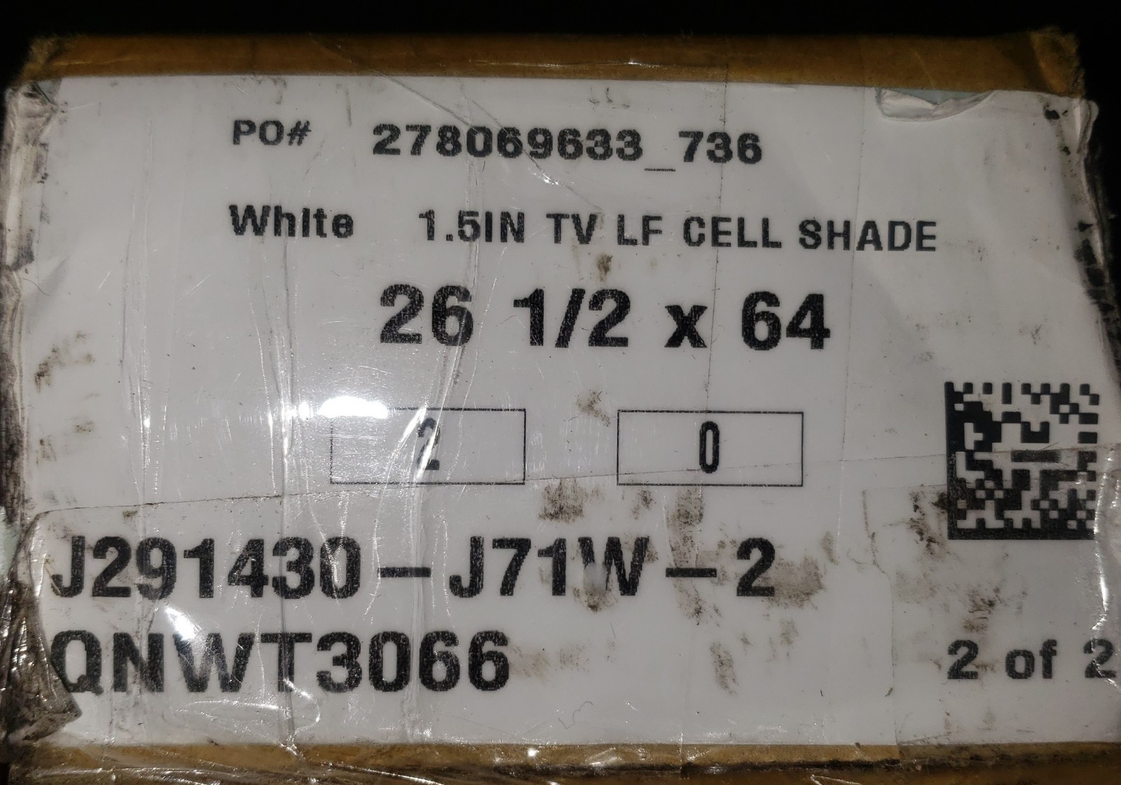 26 1/2×64 1.5in TV Light Filtering Cell Shade (White)