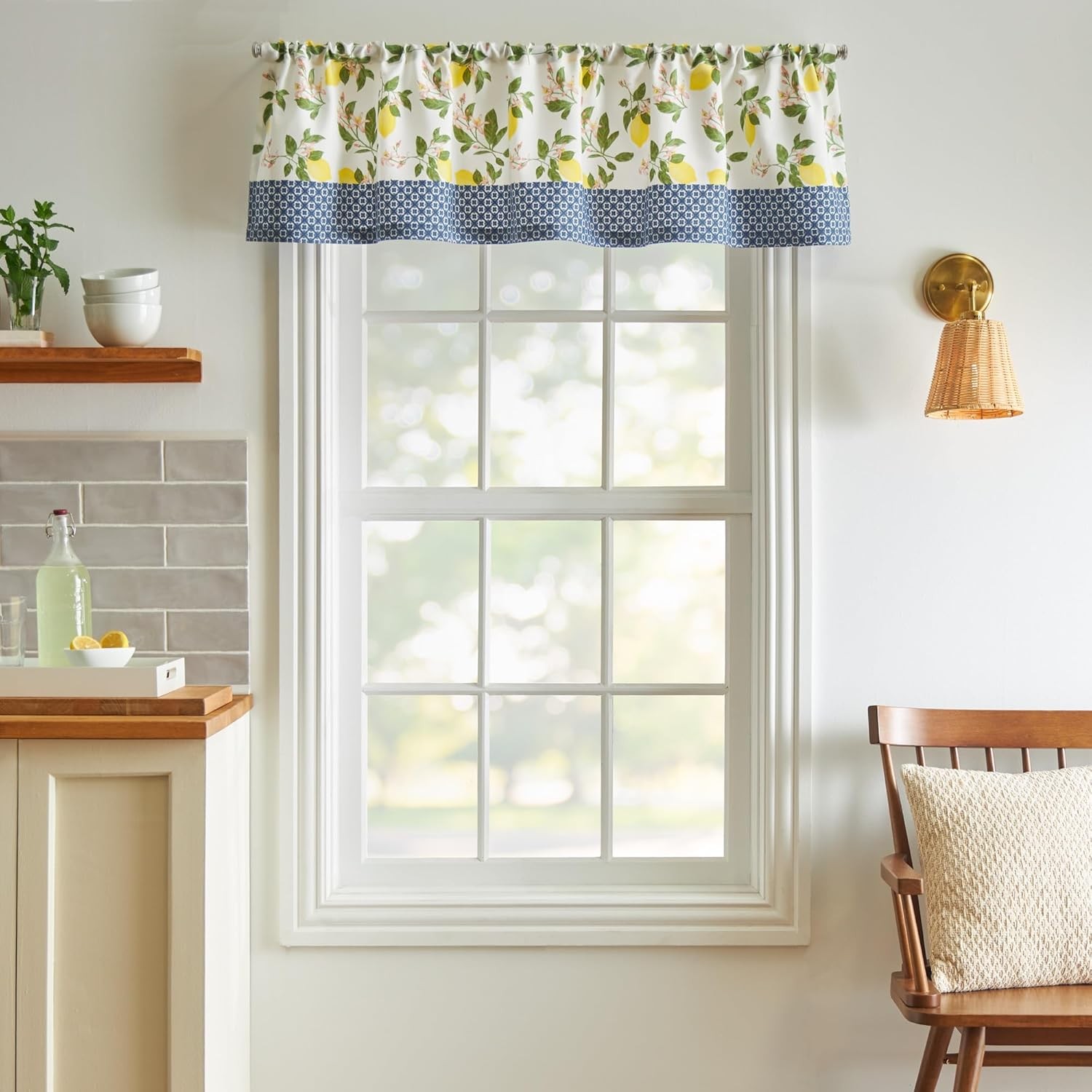 Lemons 3-Piece Window Curtain Valance and Tiers Set, Yellow