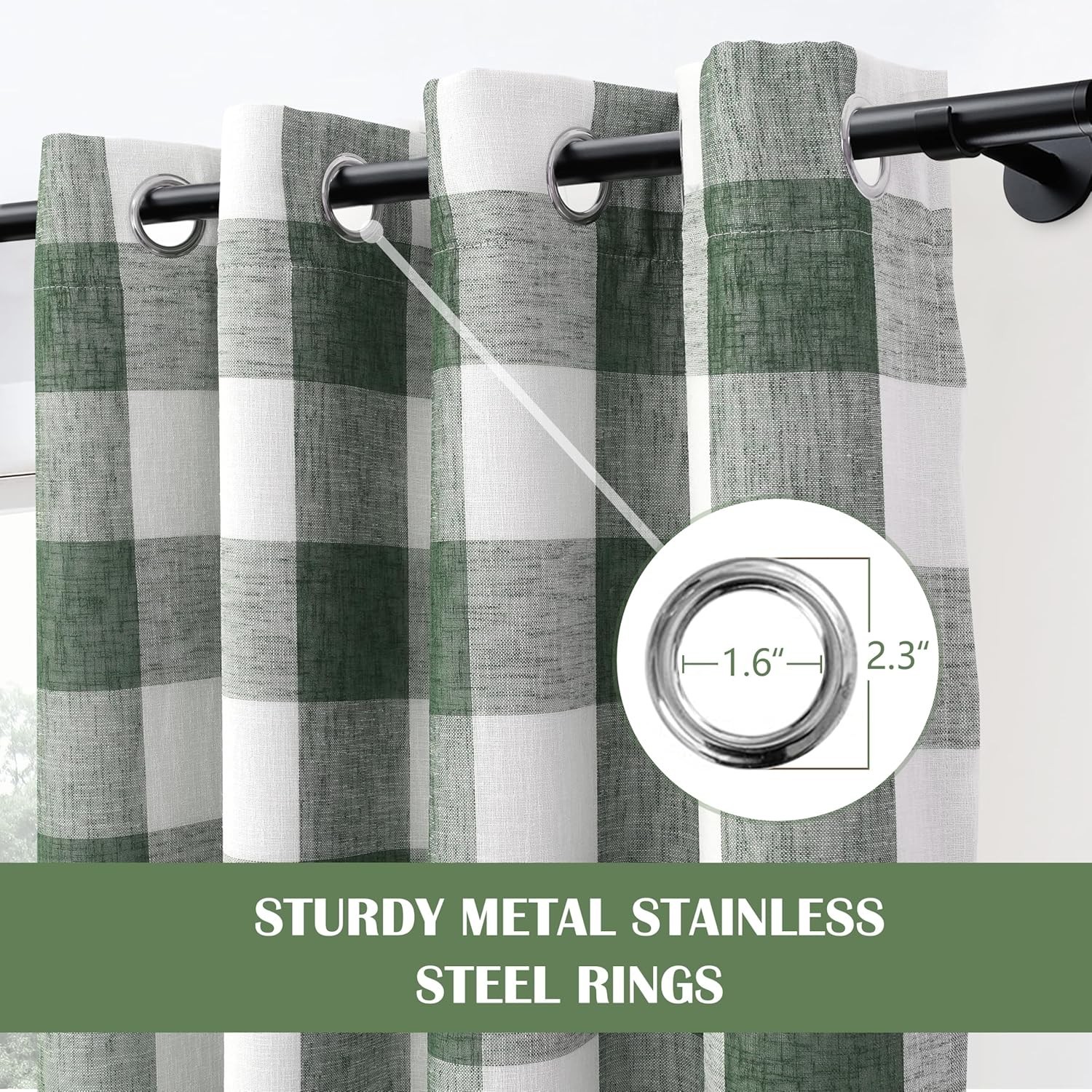 Buffalo Plaid Blackout Curtains 52×84 Loden Green – Set of 2