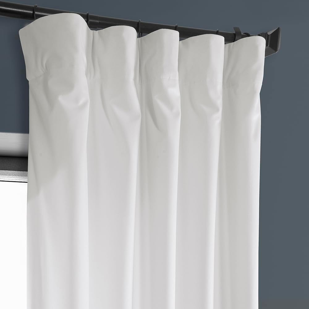 Plush Velvet Room Darkening Curtains 96″ Long, Pillow White, Set of 2