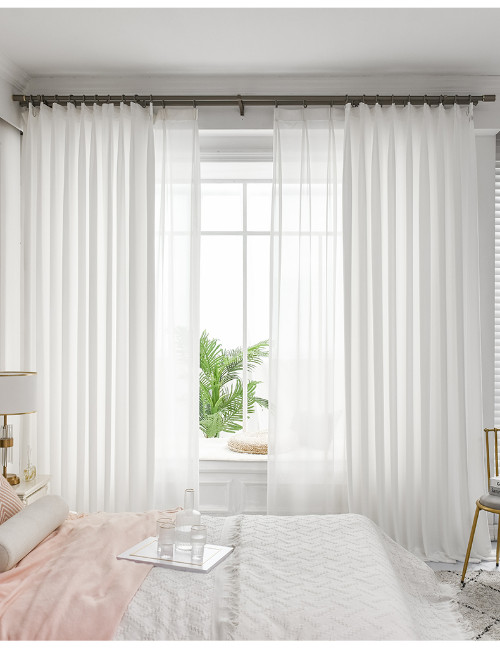 Blue Semi Sheer Tulle Curtains Room Treament Soft Crushed Voile Curtains Drapes