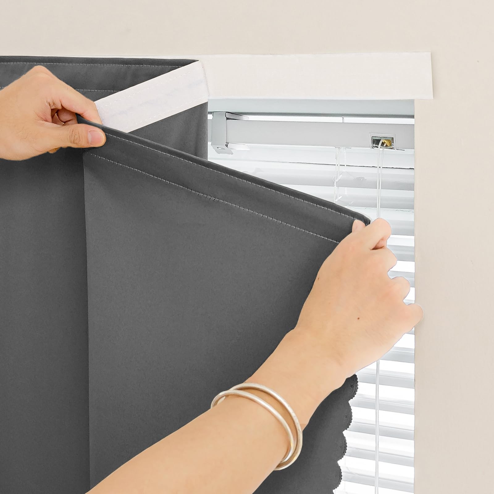 Adhesive Blackout Curtains, Adhesive Window Cover, No Drill Easy Install, Ren…