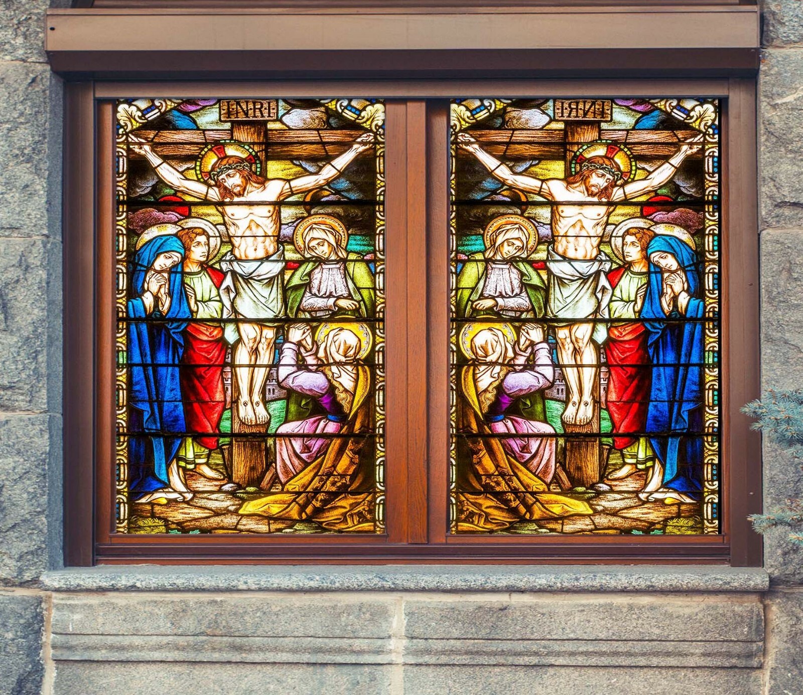 3D Christian Woman ZHU321 Window Film Print Sticker Cling Stained Glass UV Zoe