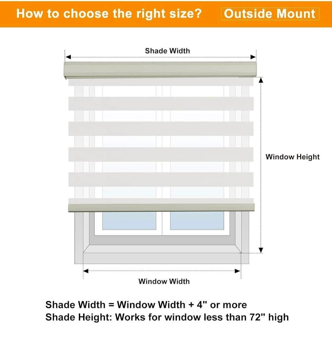 Persilux Zebra Blinds 34.5″ x 64″ Roller Shades Sheer Light Filtering Cream