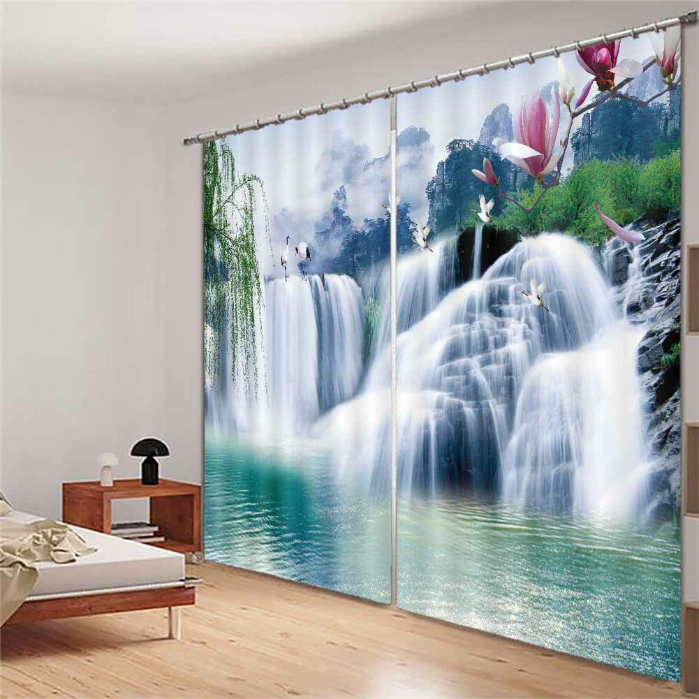 Waterfall Good Pavilion 3D Curtain Blockout Photo Printing Curtains Drape Fabric