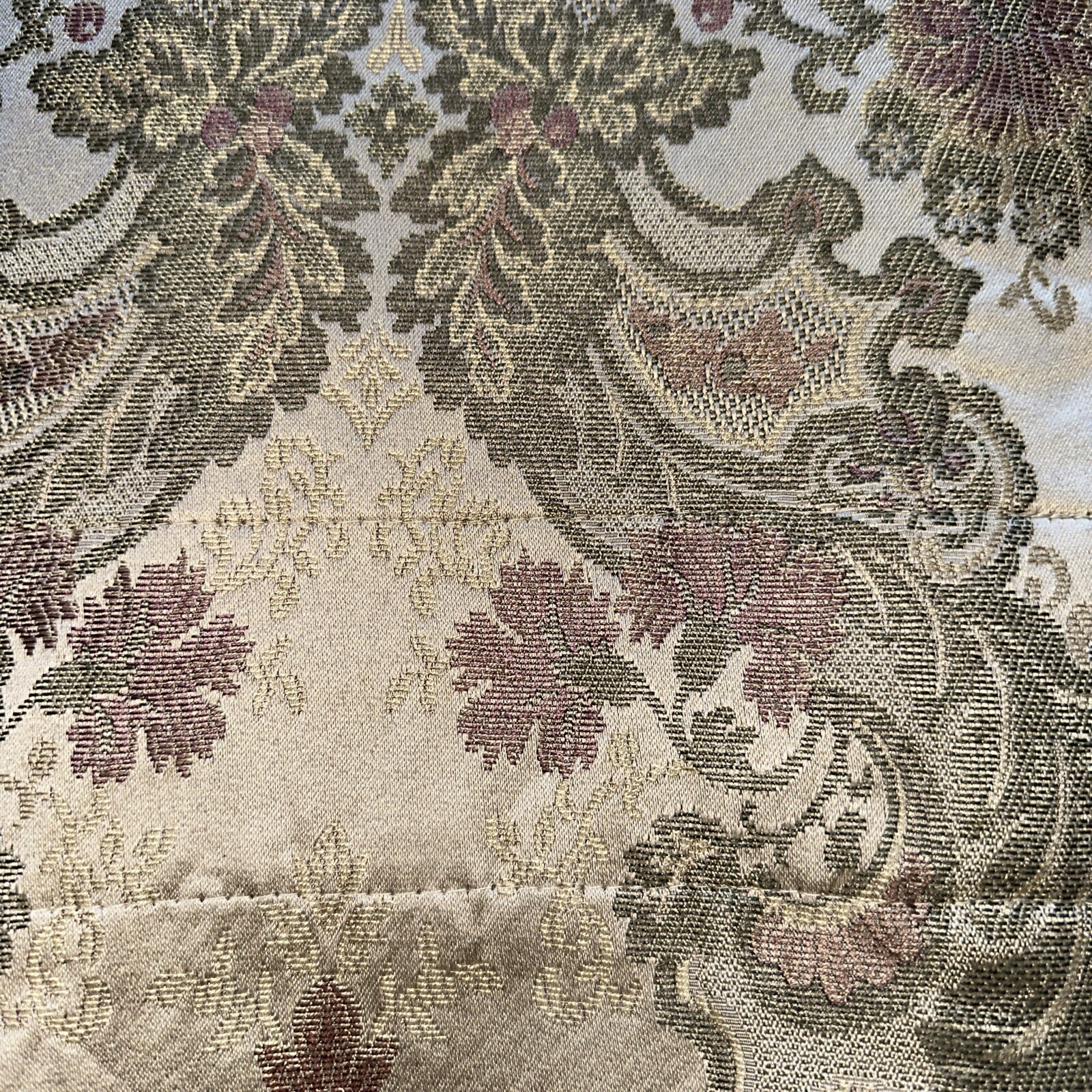 CROSCILL WINDSOR PAISLEY DAMASK RASPBERRY GOLD FLORAL (2) LINED PANELS 38X84