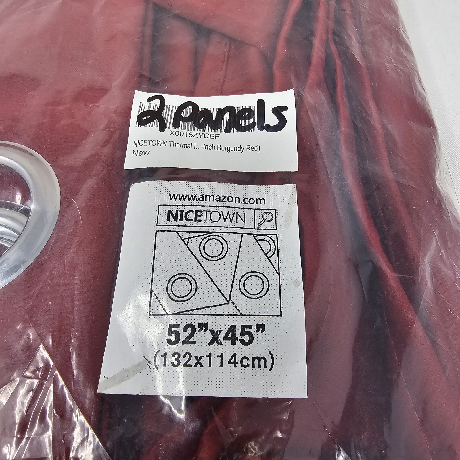 Nicetown Blackout Thermal Insulated Curtains Burgundy Red 52″X45″ (Set Of 2) NEW