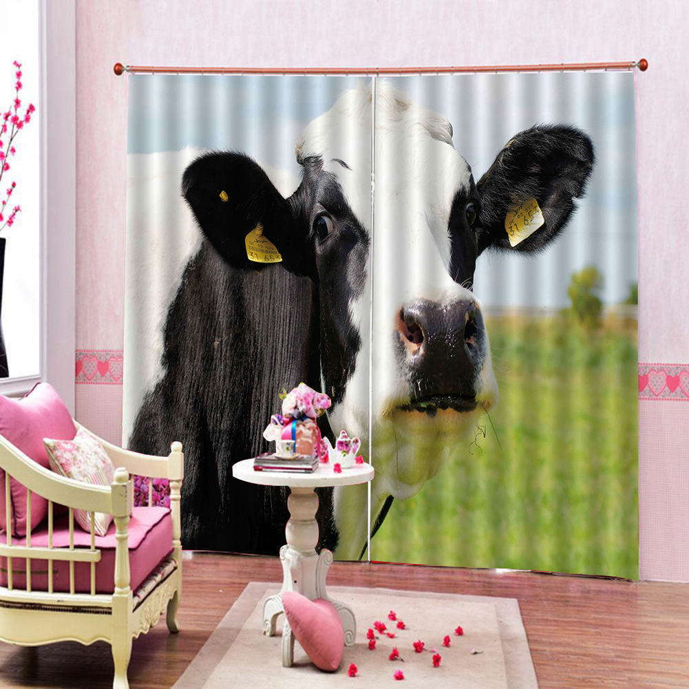 Great Mr. Lovely Cow 3D Curtain Blockout Photo Printing Curtains Drape Fabric